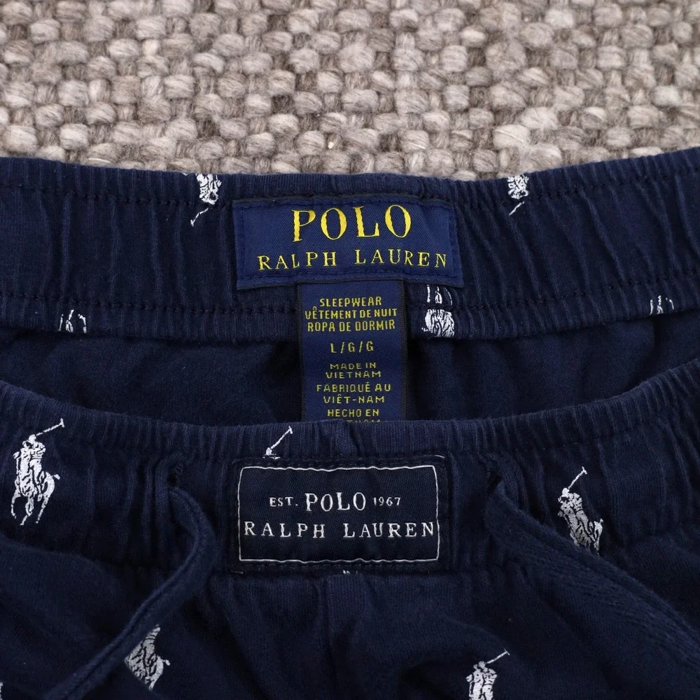Polo Ralph Lauren Pajama Pants Mens L Navy Fair All-over Pony Logo Drawstring